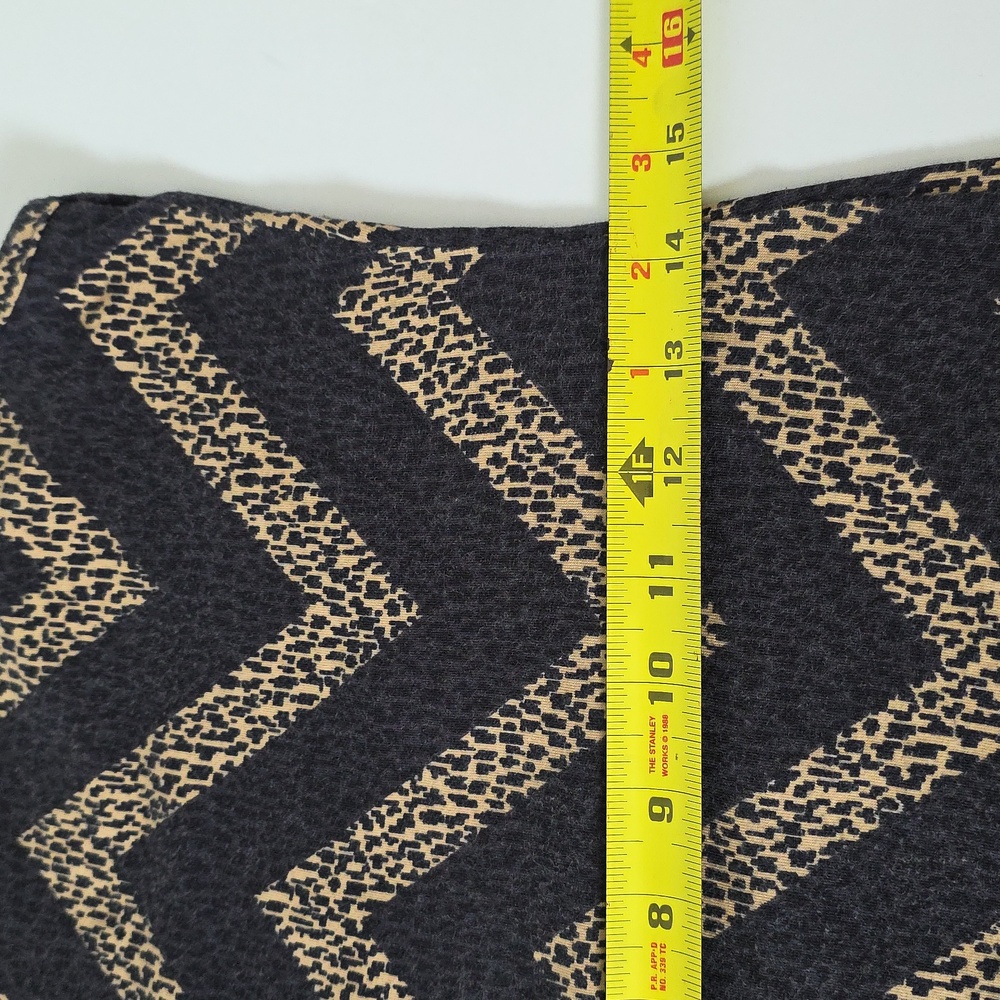 Women's Snap Black Tan Beige Chevron Pattern Sheath Sleeveless Midi Dress Size M - Picture 8 of 9